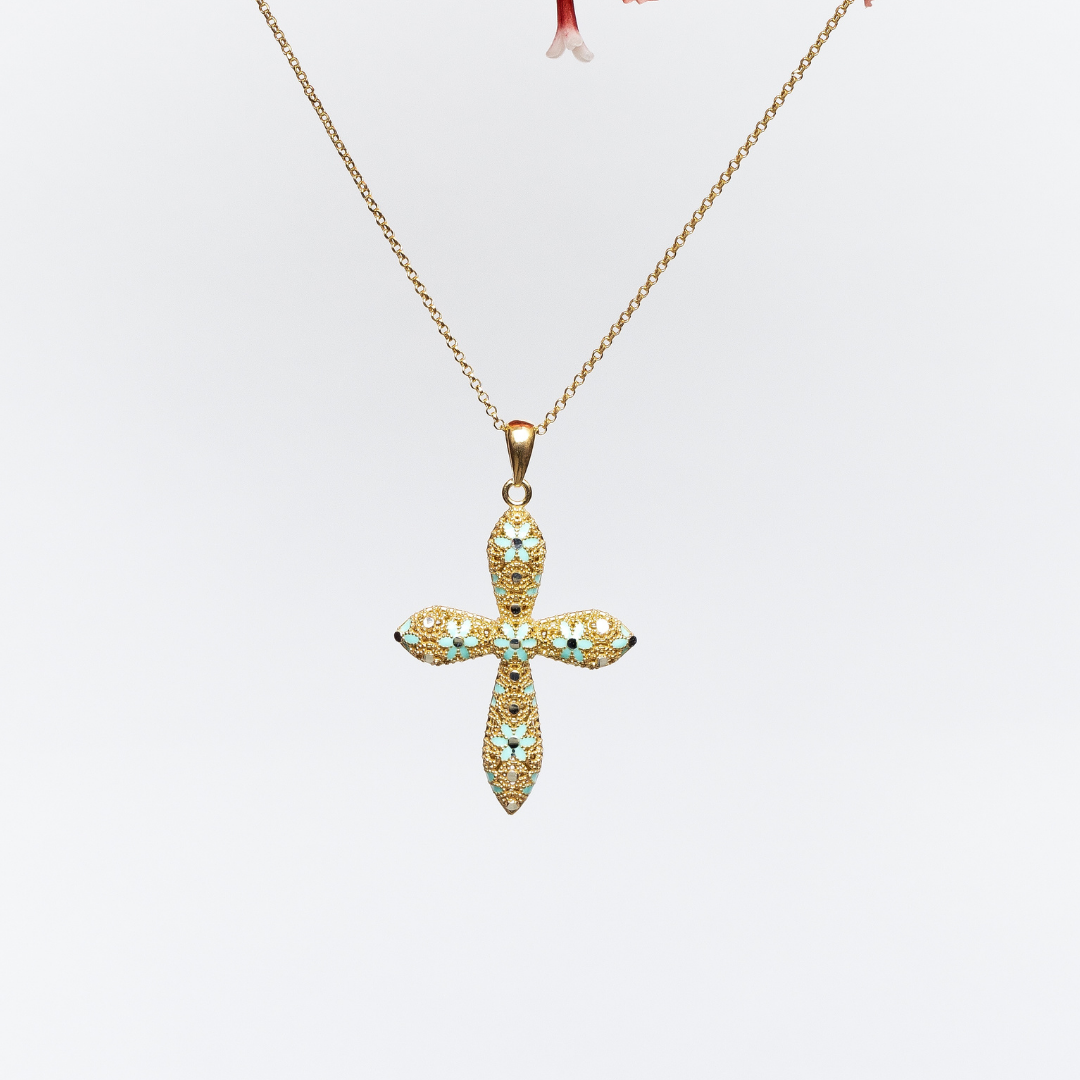 COLLANA ROUNDED CROSS IN ARGENTO