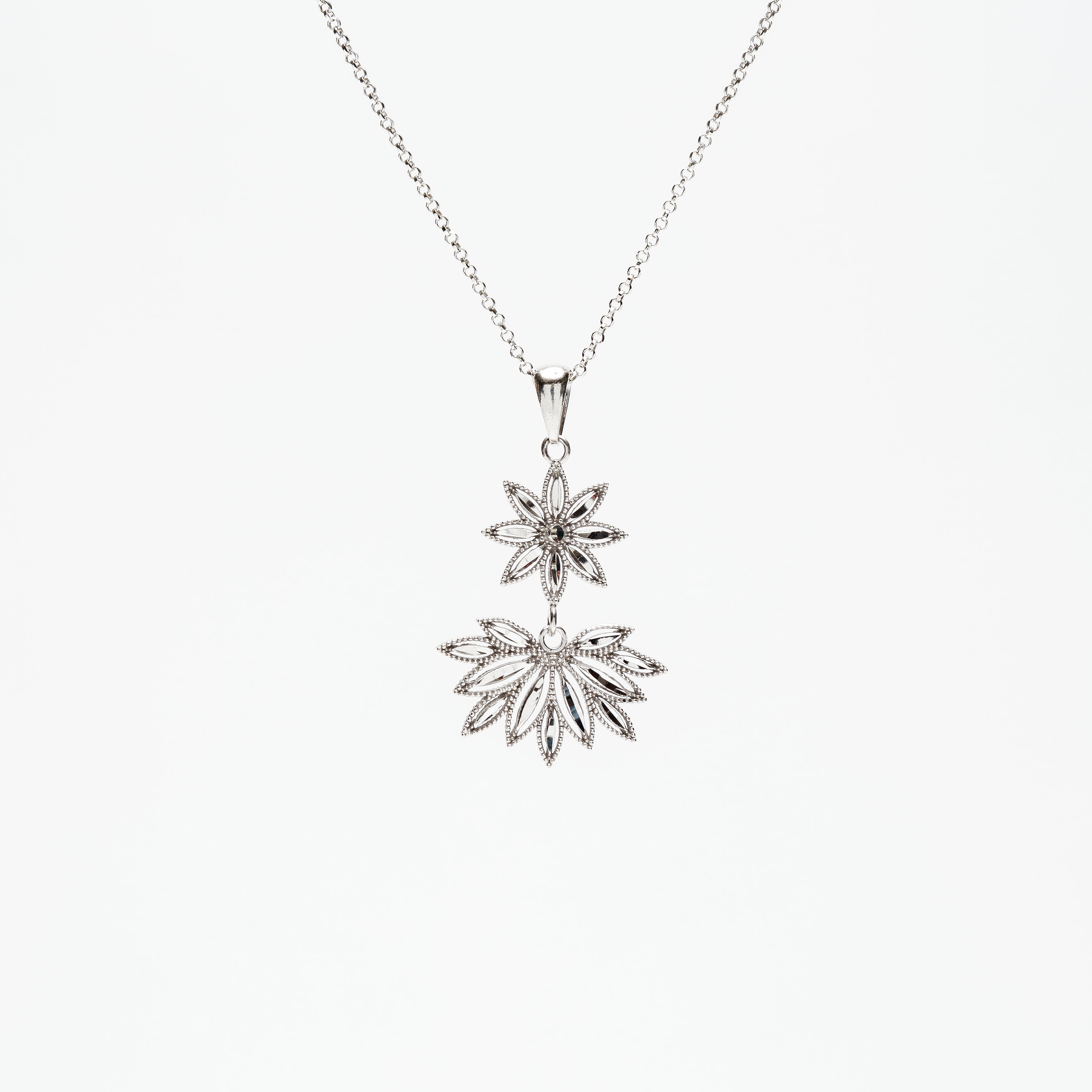 COLLANA FIORE E SPIGA IN ARGENTO 925