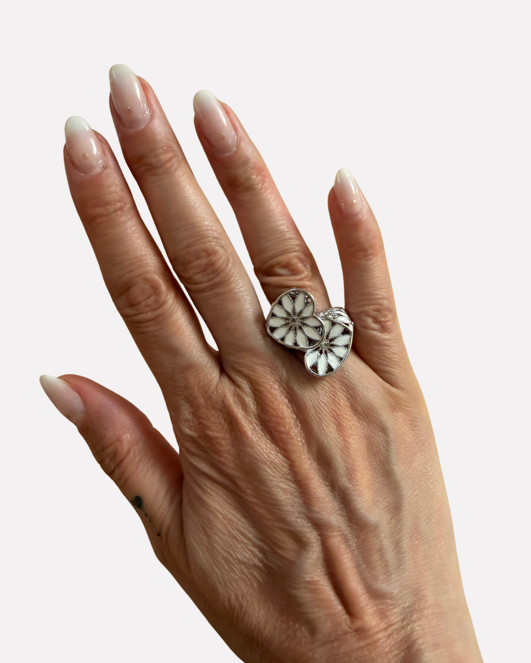 ANELLO DOPPIO CUORE REGOLABILE FILIGRANA ARGENTO 925