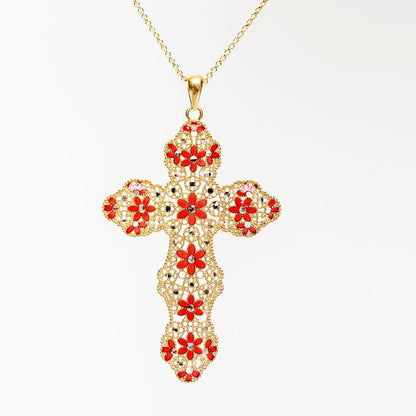 925 Silver Necklace Large Filigree Cross