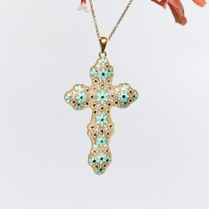 925 Silver Necklace Large Filigree Cross