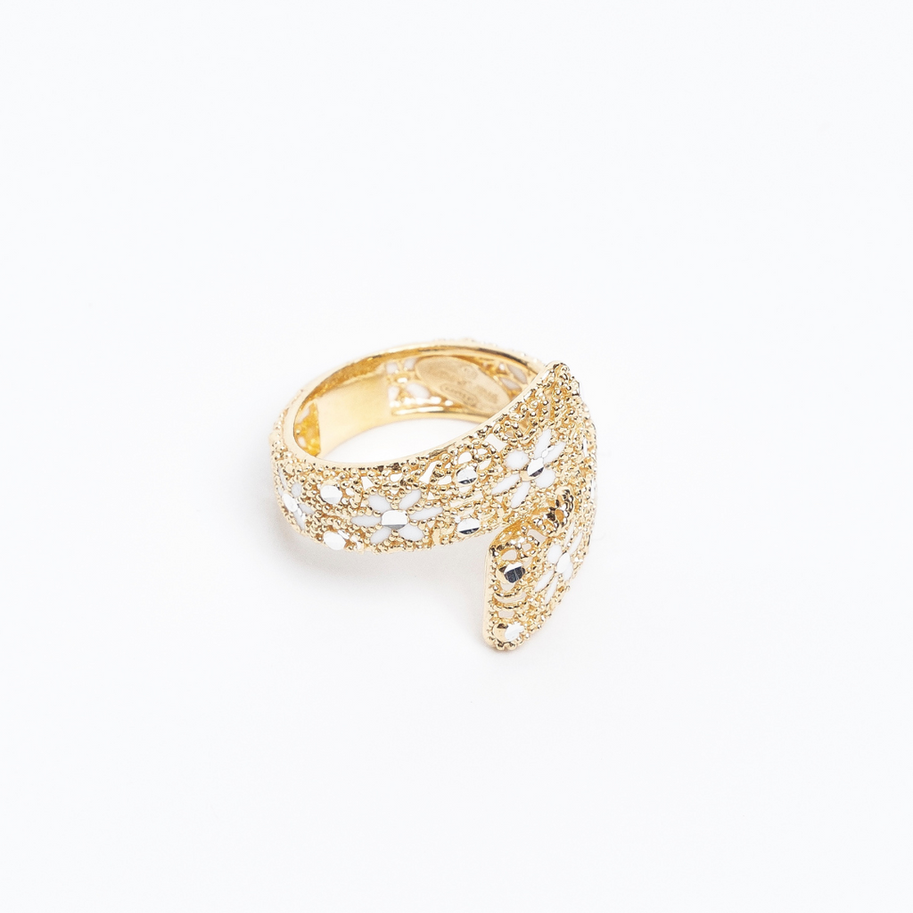 Verstellbarer Ring aus 925er Silber mit Filigran und Emaille
