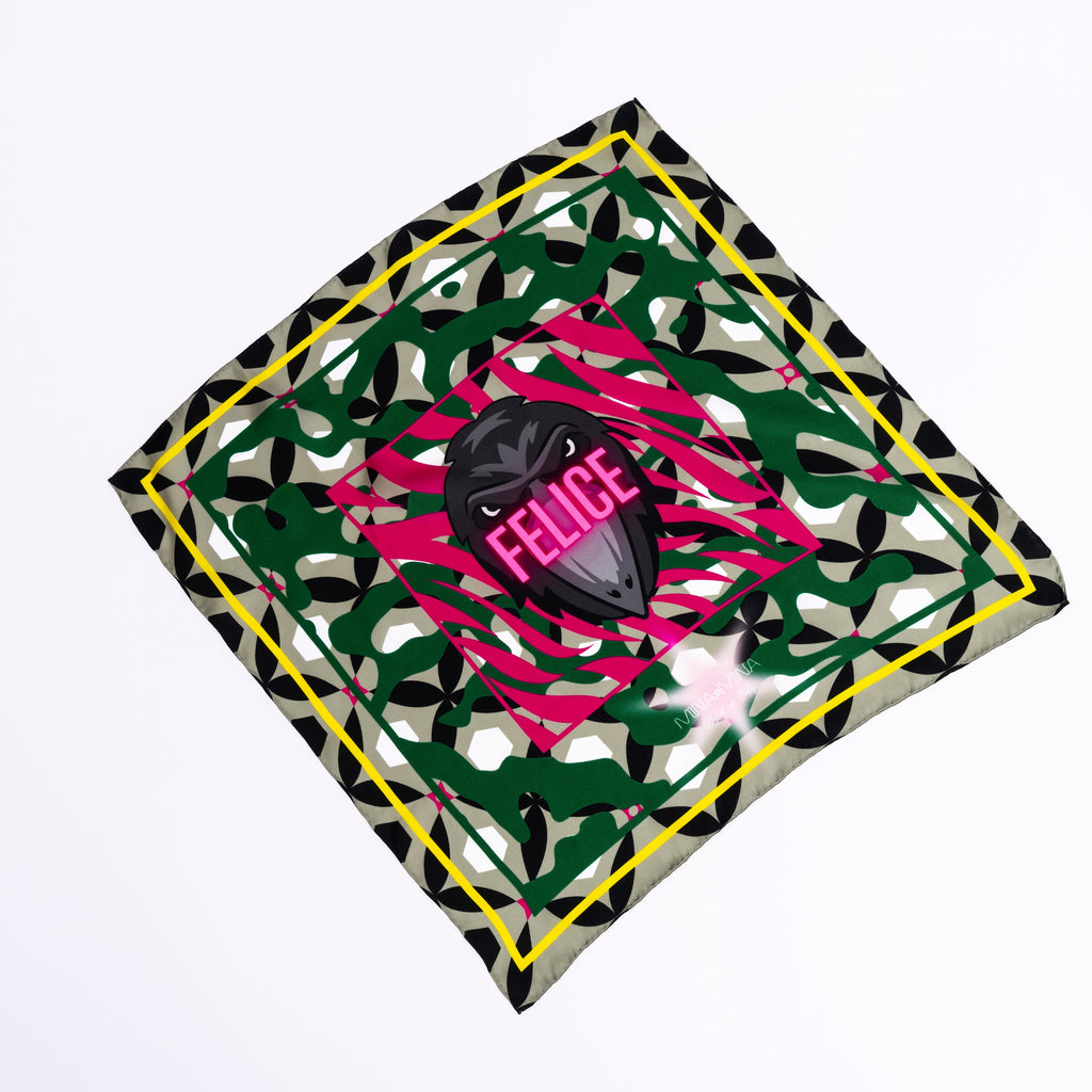 IL CORVO FELICE - Foulard 100% Seta