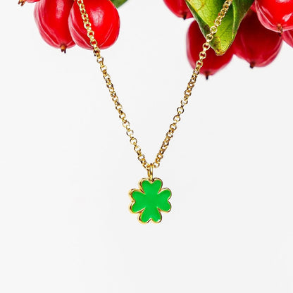 COLLANA QUADRIFOGLIO IN ARGETNO "CLICK FOR LUCK"