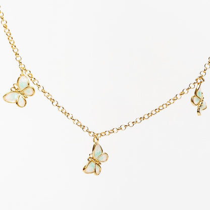 925 Silver Necklace Multi-Pendant Butterflies
