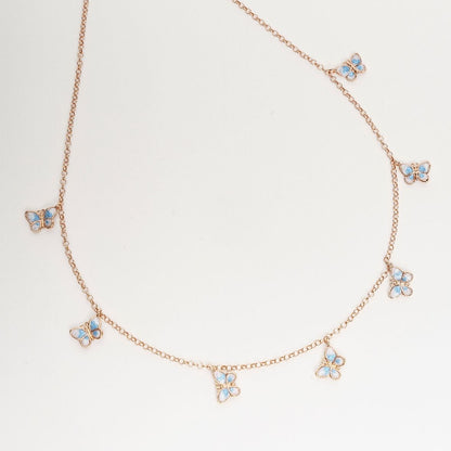 925 Silver Necklace Multi-Pendant Butterflies