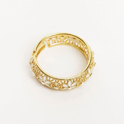 925 Silver Ring Adjustable Enamel and Filigree Band