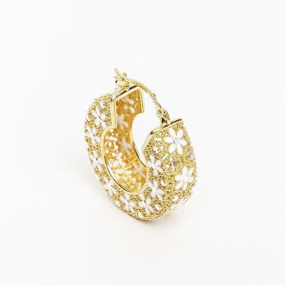 925 Silver Hoop Earrings in Filigree and Enamel