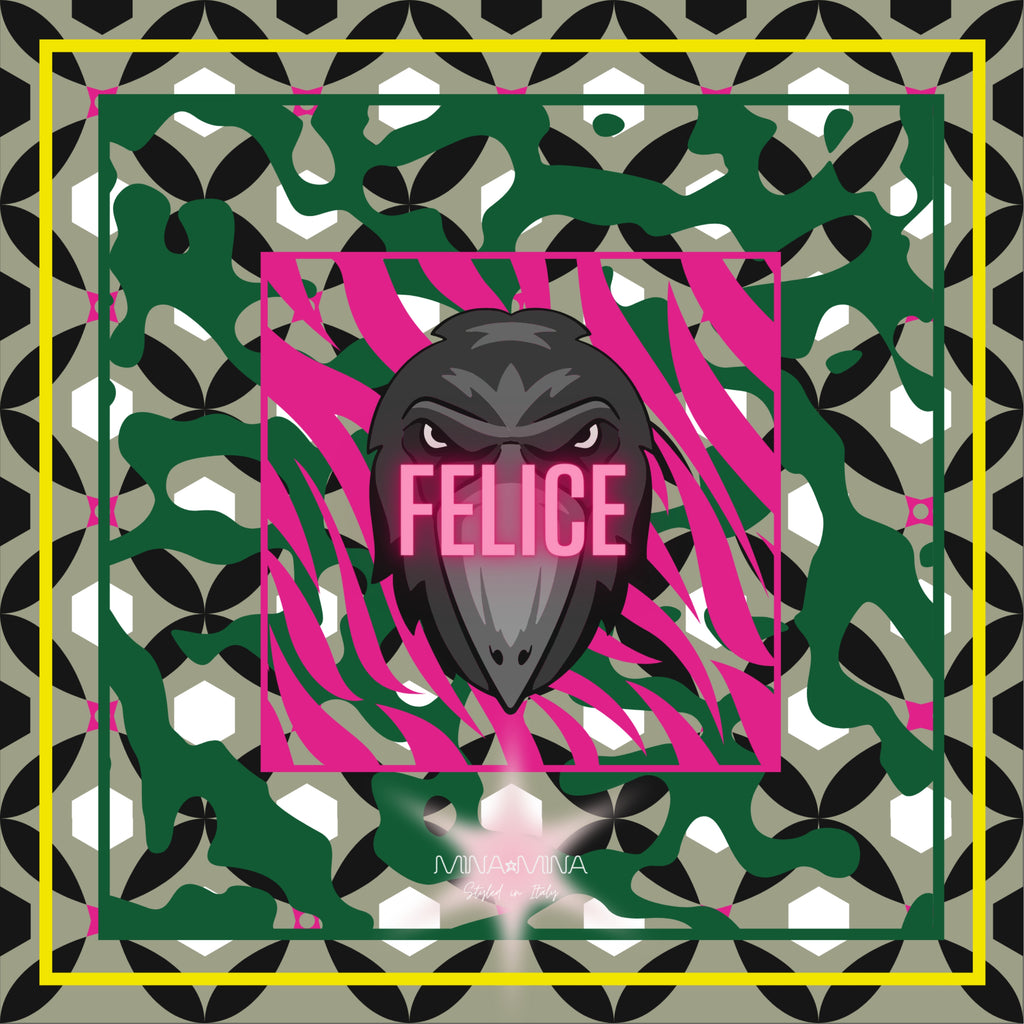 IL CORVO FELICE - Foulard 100% Seta