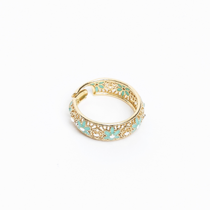 925 Silver Ring Adjustable Enamel and Filigree Band