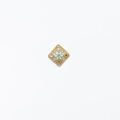 925 Silver Earrings Square Filigree and Enamel