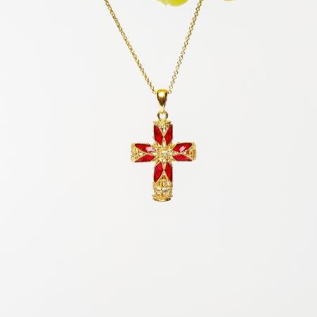 Enamelled Cross Silver Necklace