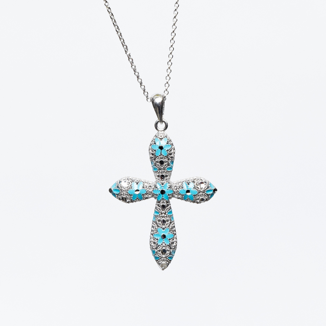 COLLANA ROUNDED CROSS IN ARGENTO