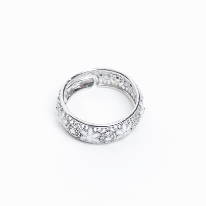 925 Silver Ring Adjustable Enamel and Filigree Band