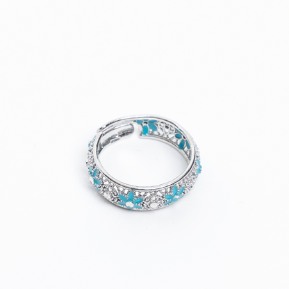 925 Silver Ring Adjustable Enamel and Filigree Band