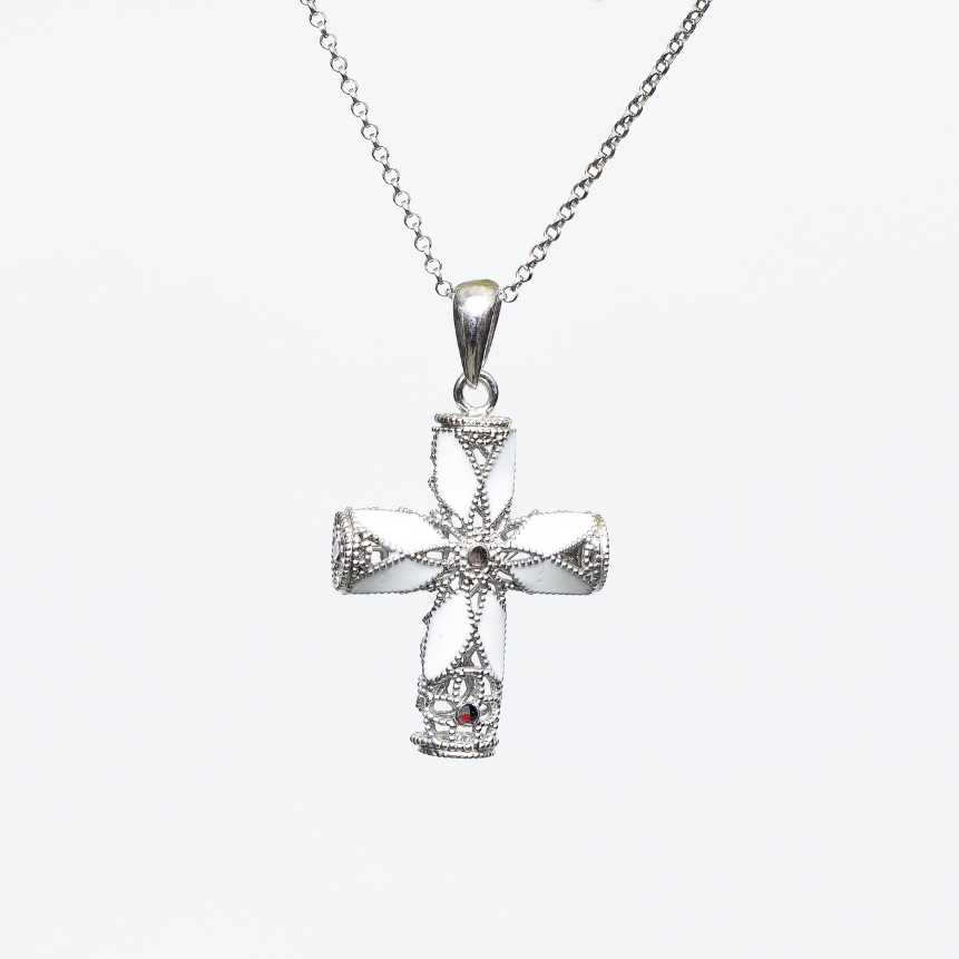 COLLANA CROCE ARGENTO 925  'Io, santa a modo mio'