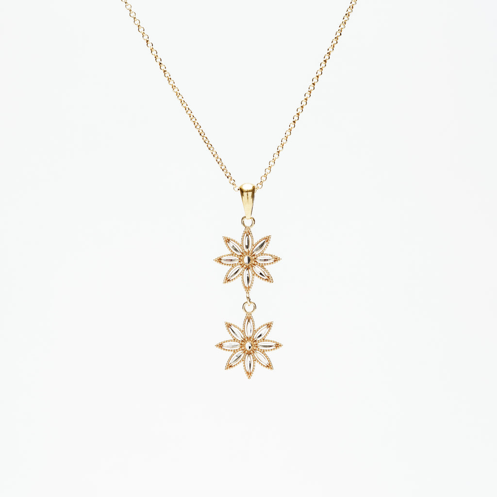 COLLANA DUE FIORI IN ARGENTO 925