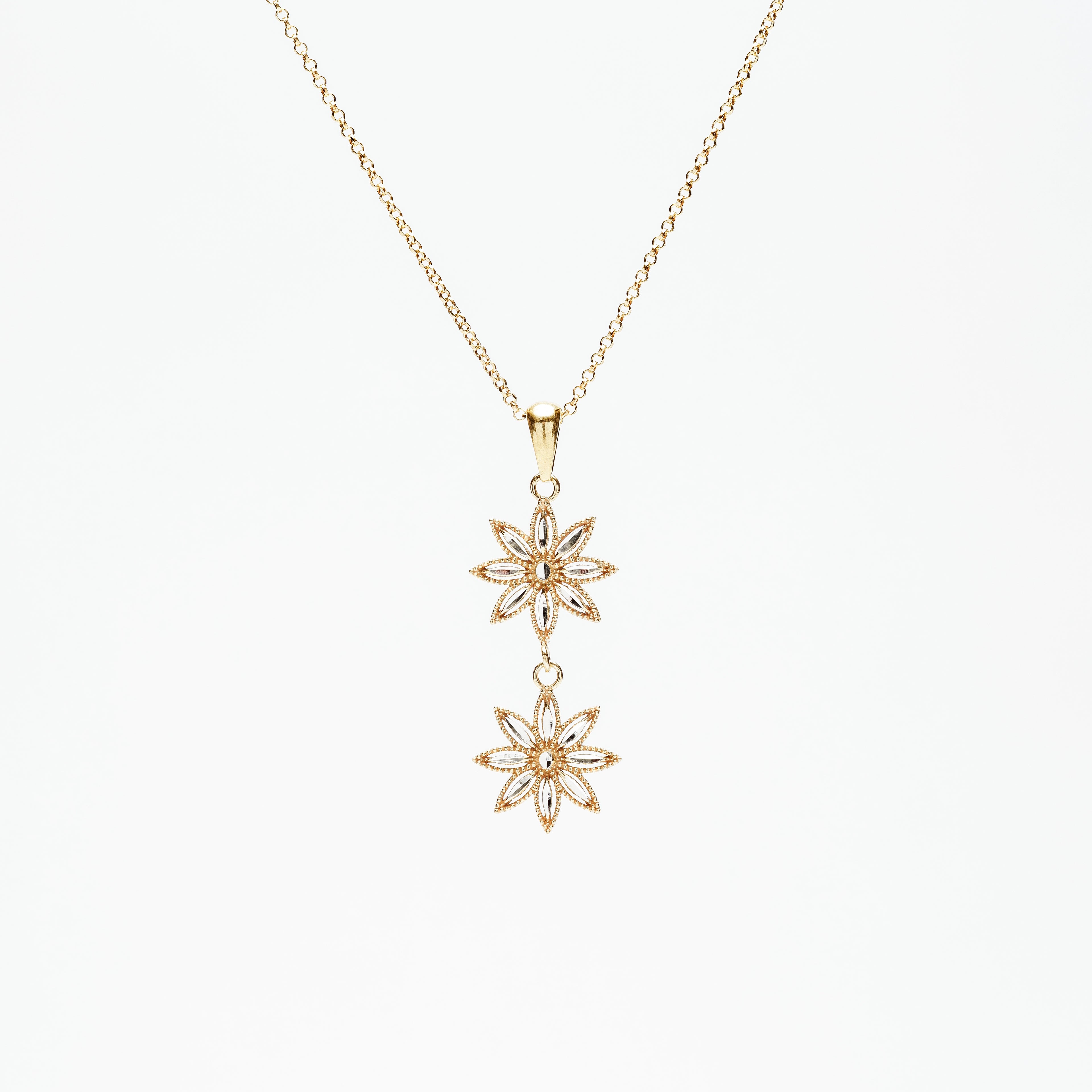 COLLANA DUE FIORI IN ARGENTO 925