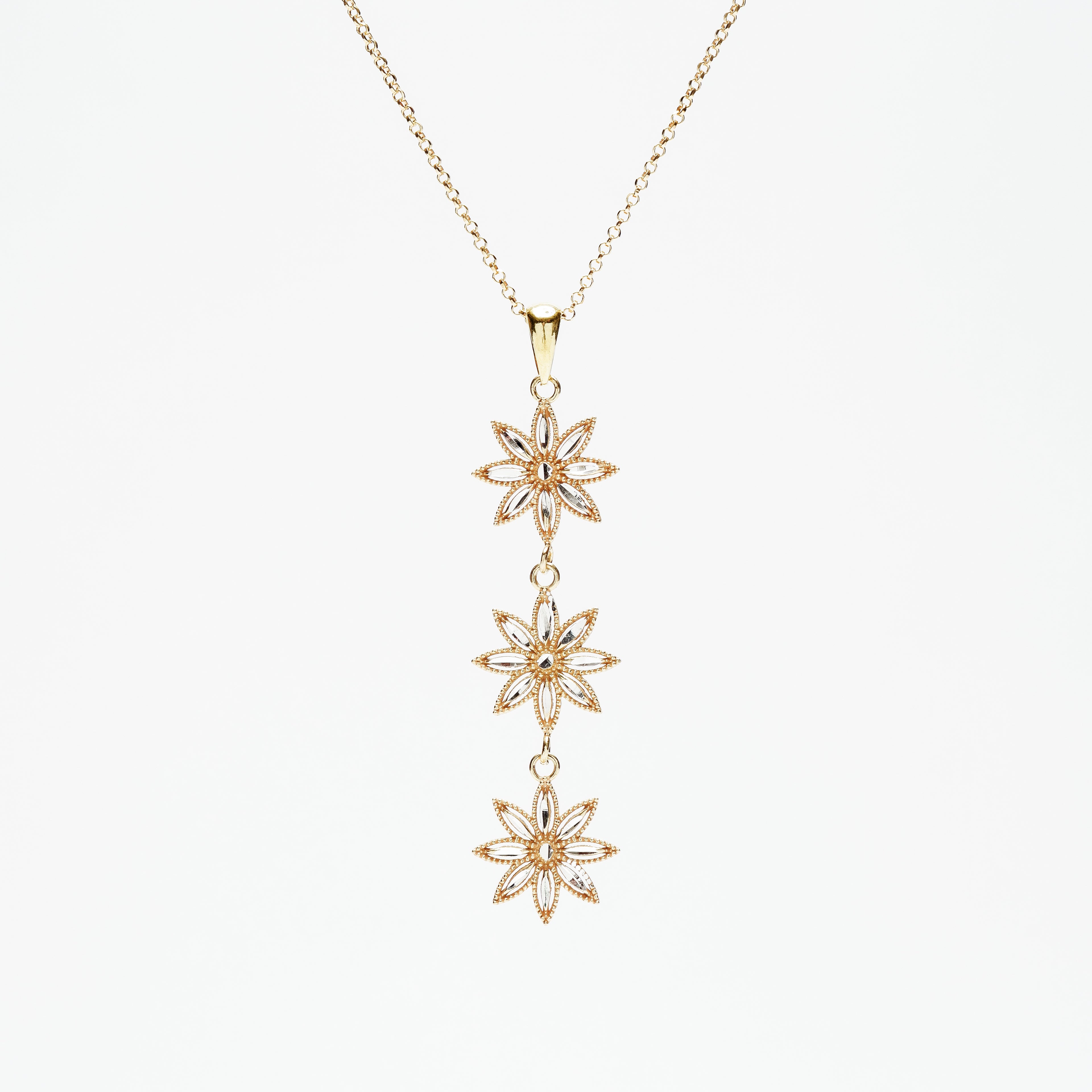 COLLANA TRE FIORI IN ARGENTO 925