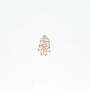 Rose gold leaf-shaped dangling earring with crystal accents on white background