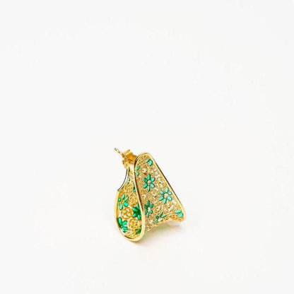 925 Silver Geometric Filigree and Enamel Earrings