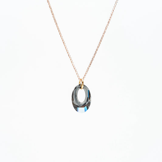 OVALE Collana con ciondolo in cristallo ovale