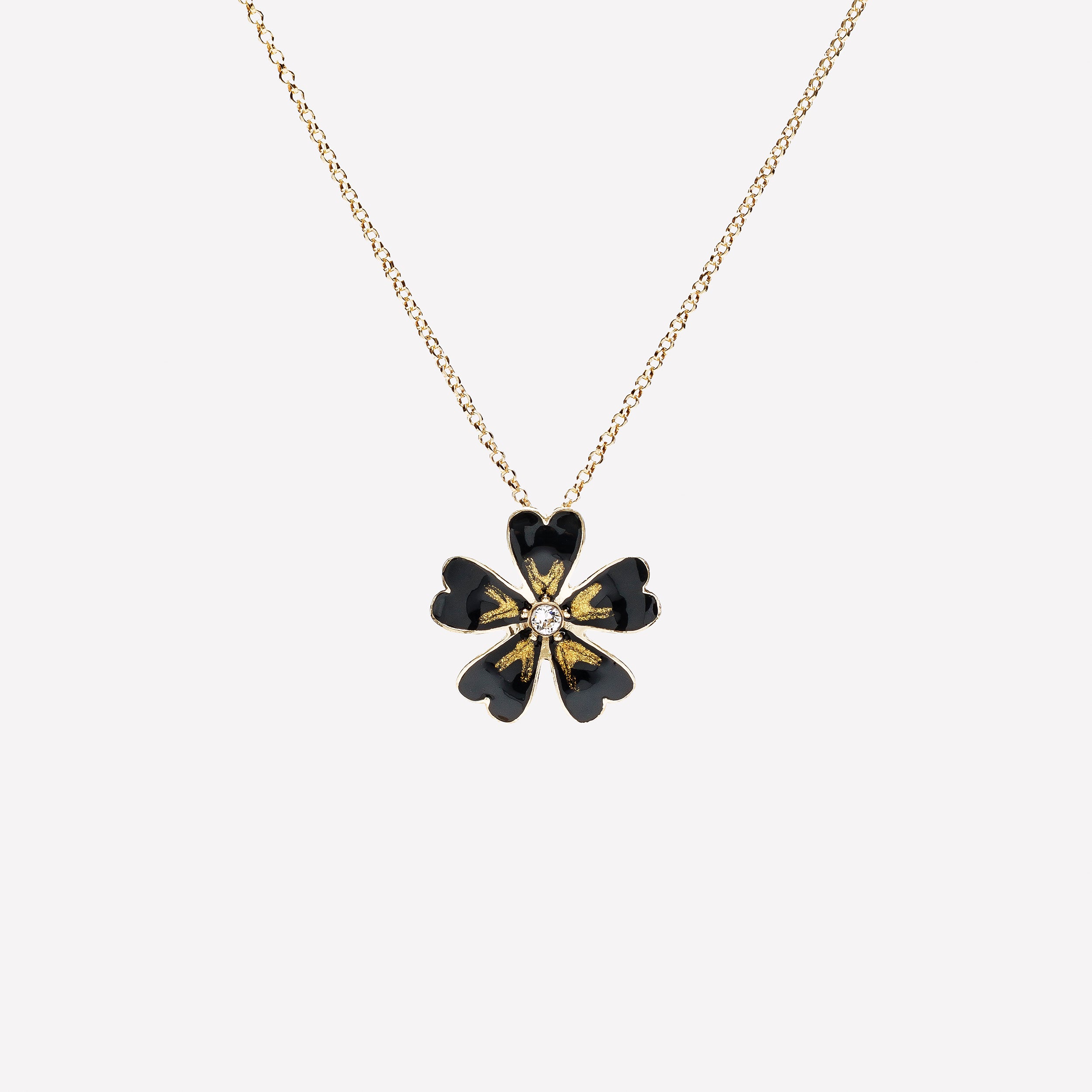 COLLANA FIORE PETALI CUORE IN ARGENTO 925 E SMALTO