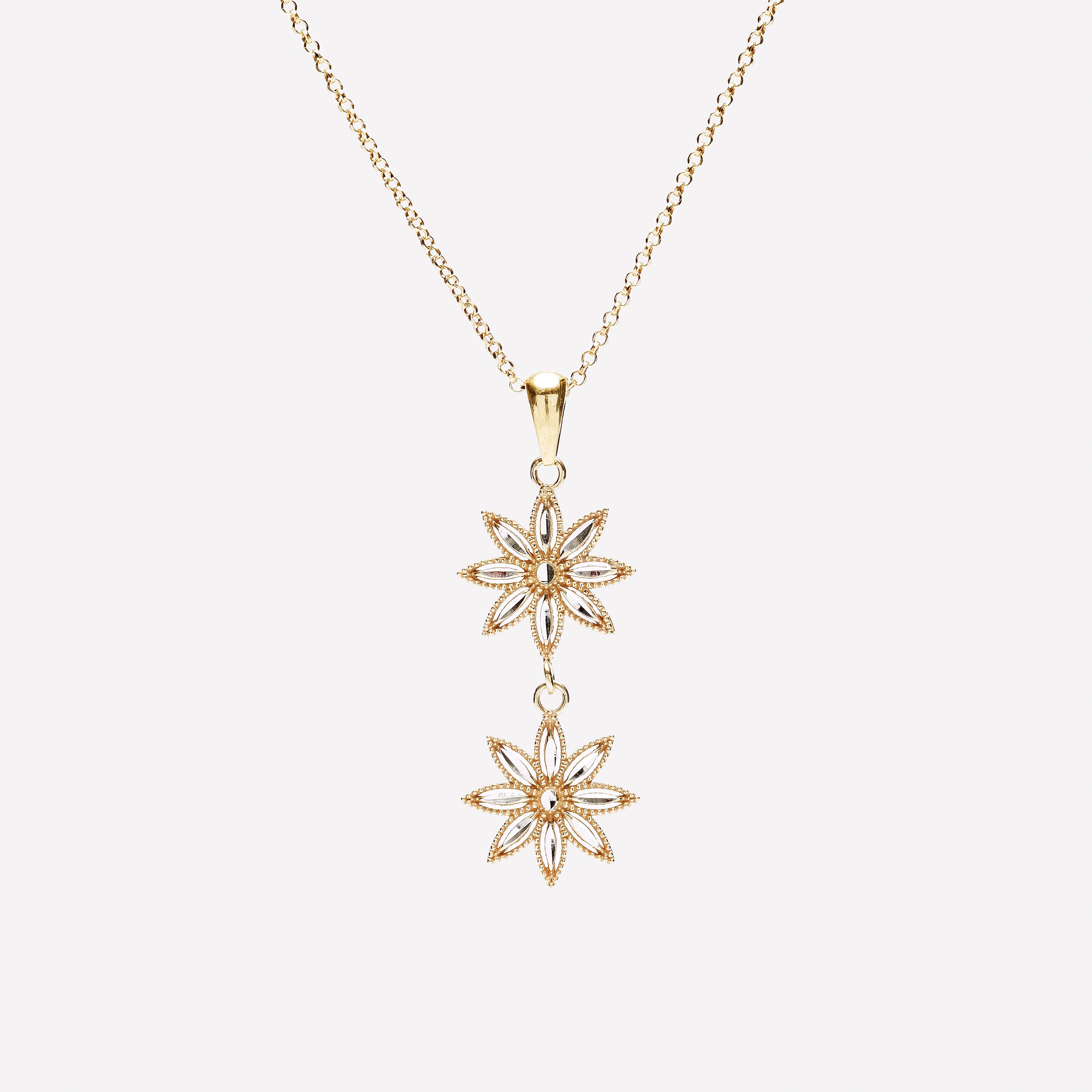 COLLANA DUE FIORI IN ARGENTO 925