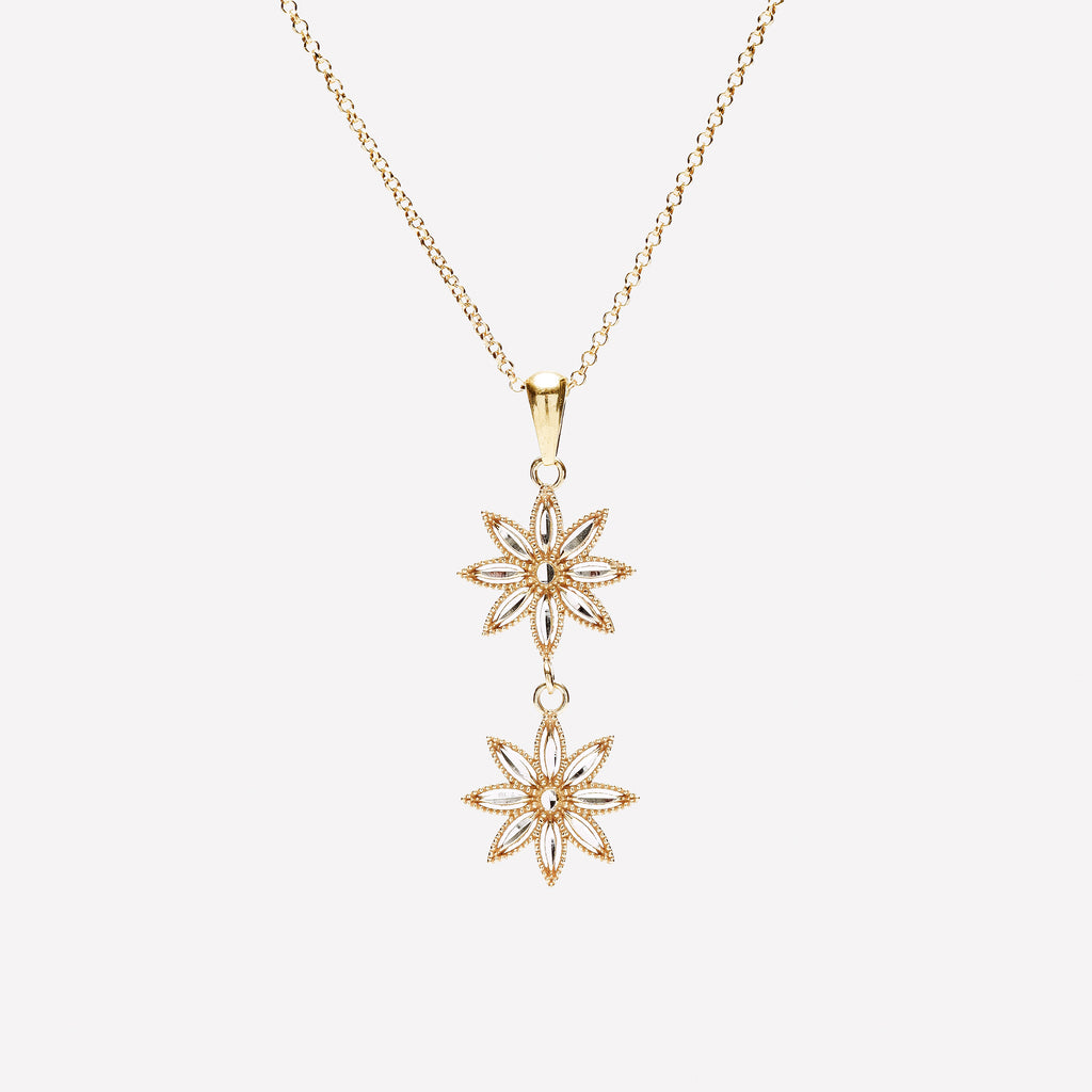 COLLANA DUE FIORI IN ARGENTO 925