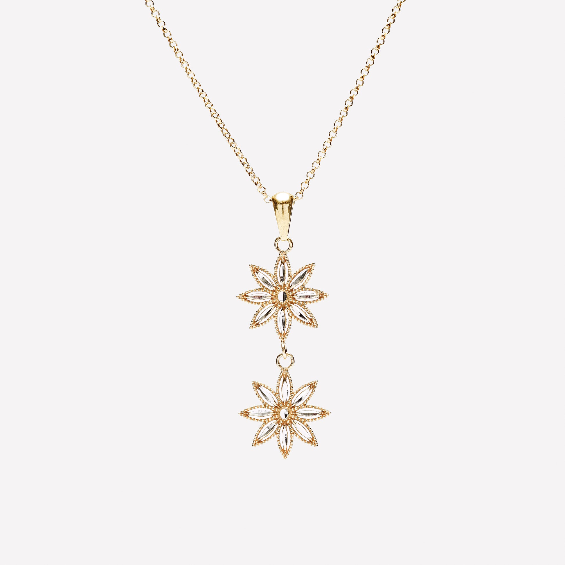 COLLANA DUE FIORI IN ARGENTO 925
