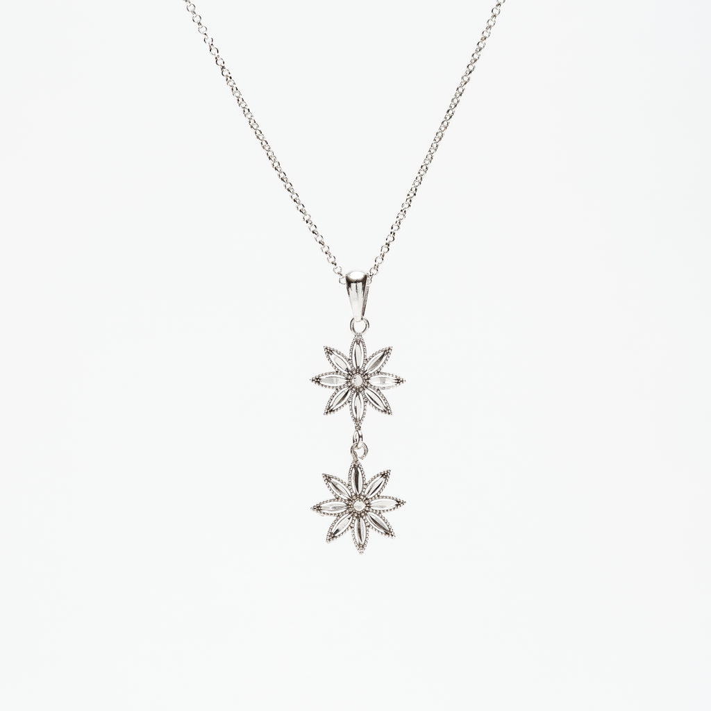 COLLANA DUE FIORI IN ARGENTO 925