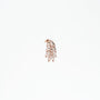 Rose gold leaf-shaped dangling earring with intricate cutout design on white background