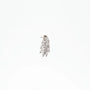 Silver leaf-shaped dangle earring with intricate vintage design on white background