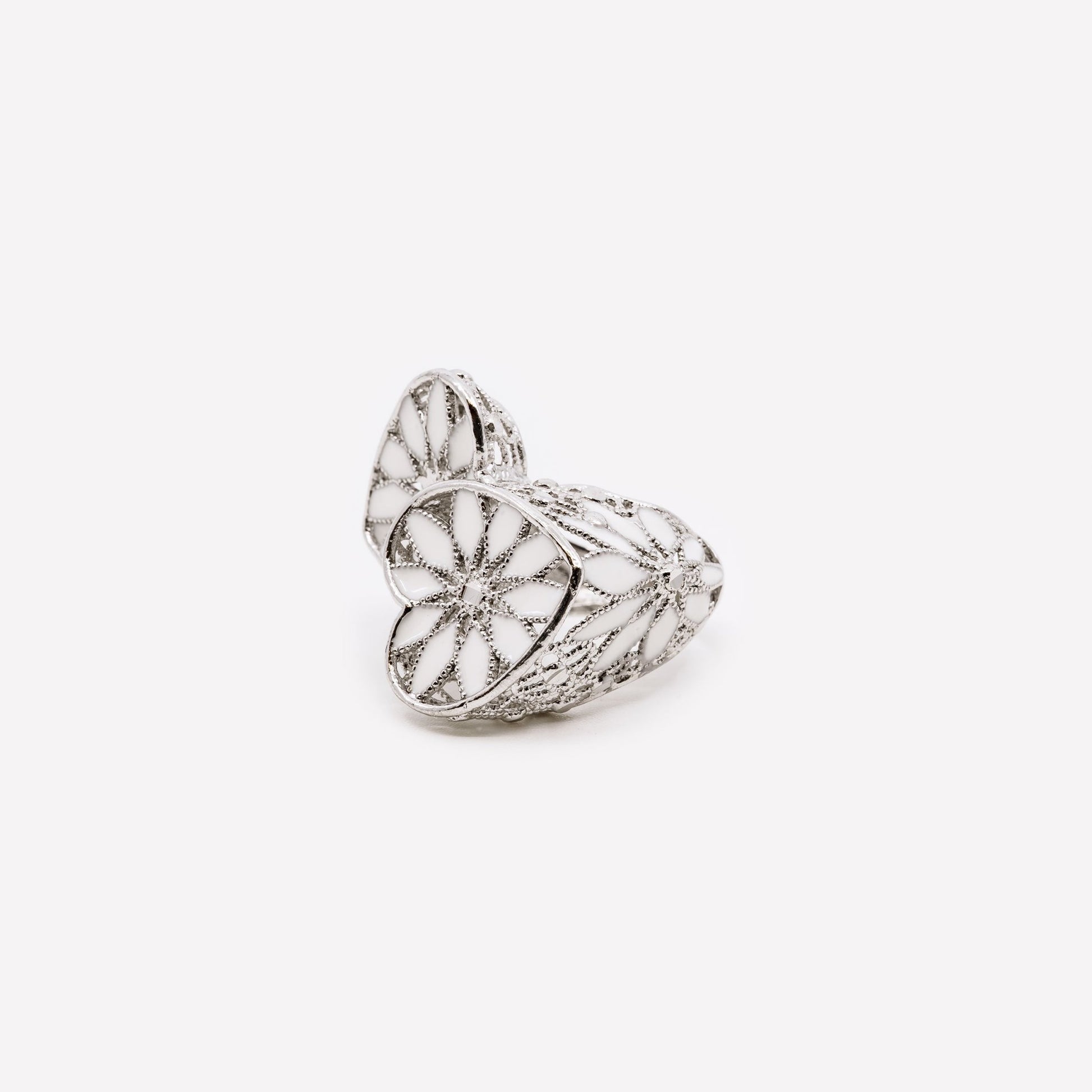ANELLO DOPPIO CUORE REGOLABILE FILIGRANA ARGENTO 925 - MINA MINA