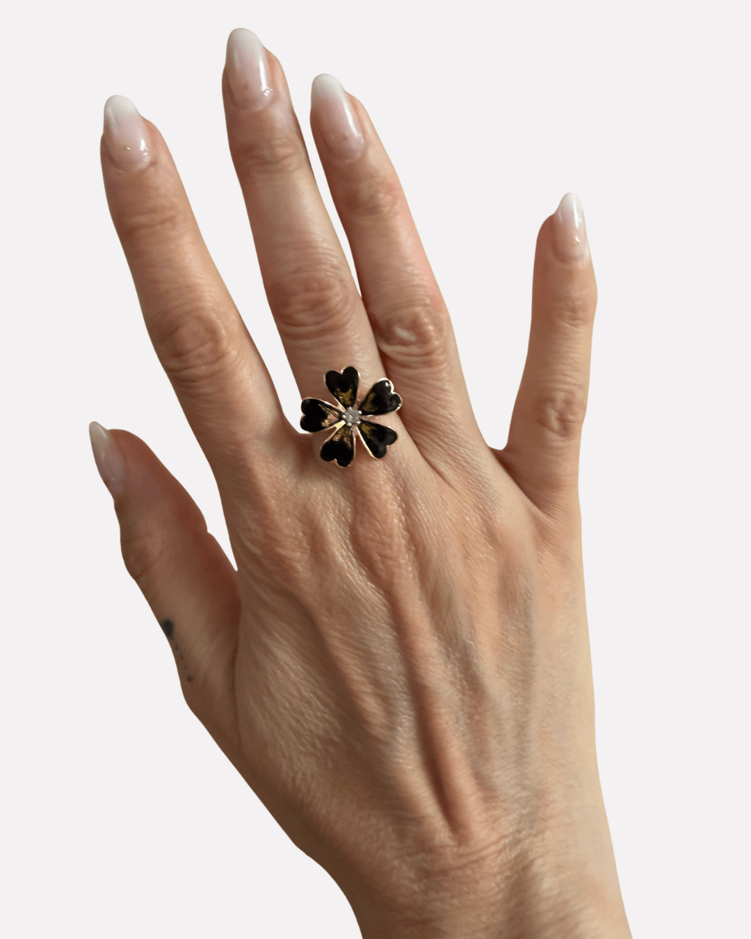 ANELLO PETALO CUORE REGOLABILE ARGENTO 925 - MINA MINA