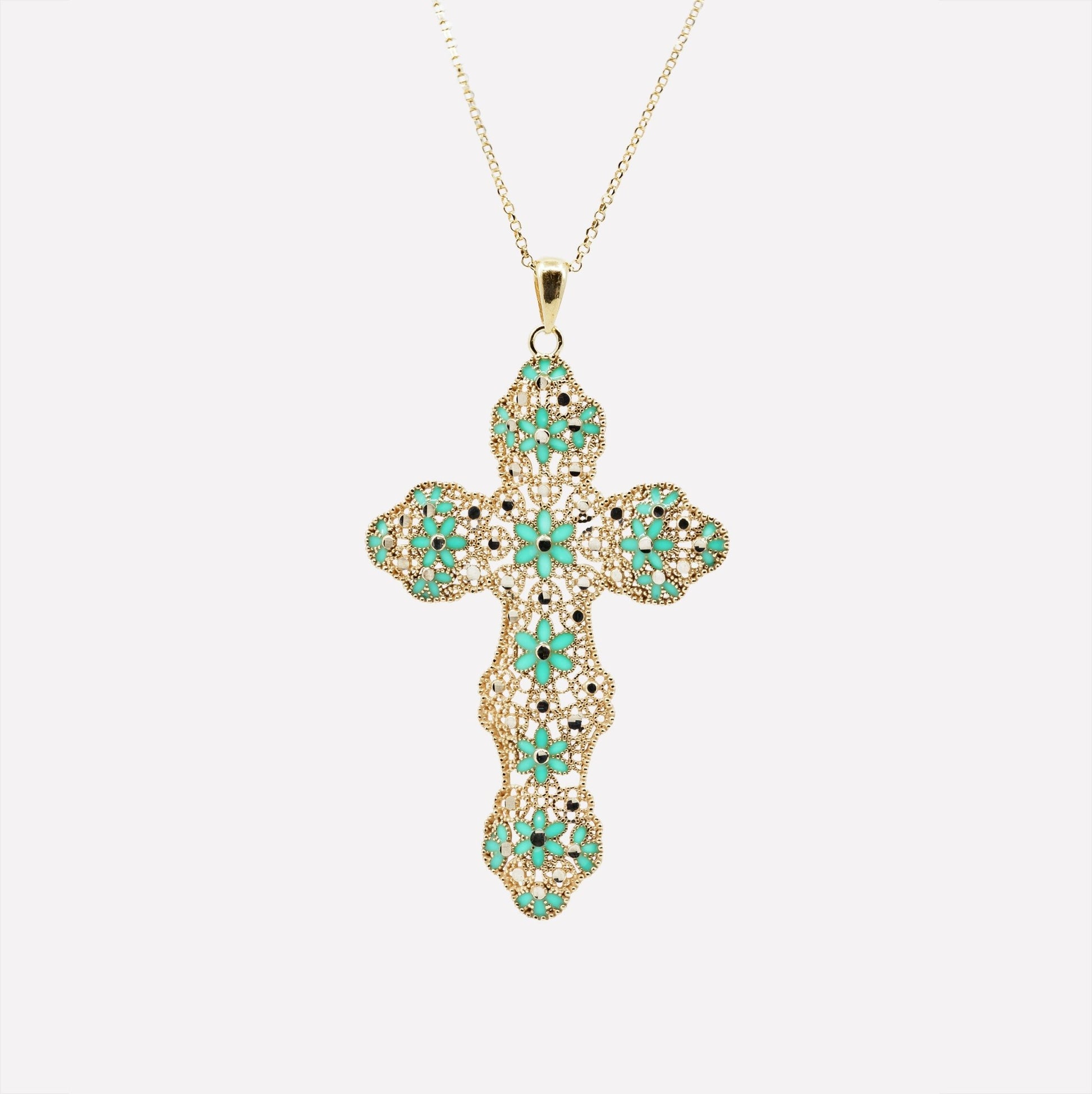 COLLANA CROCE GLAM FILIGRANA ARGENTO 925 - MINA MINA