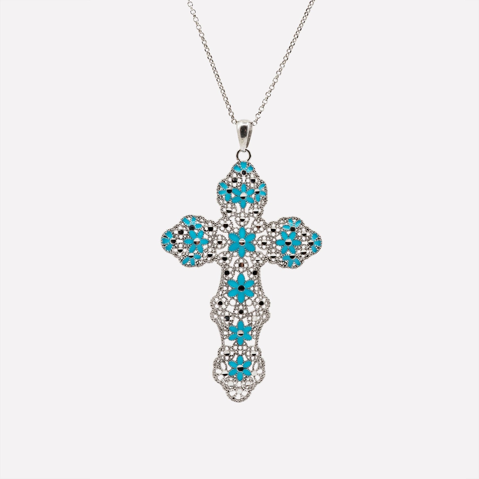 COLLANA CROCE GLAM FILIGRANA ARGENTO 925 - MINA MINA