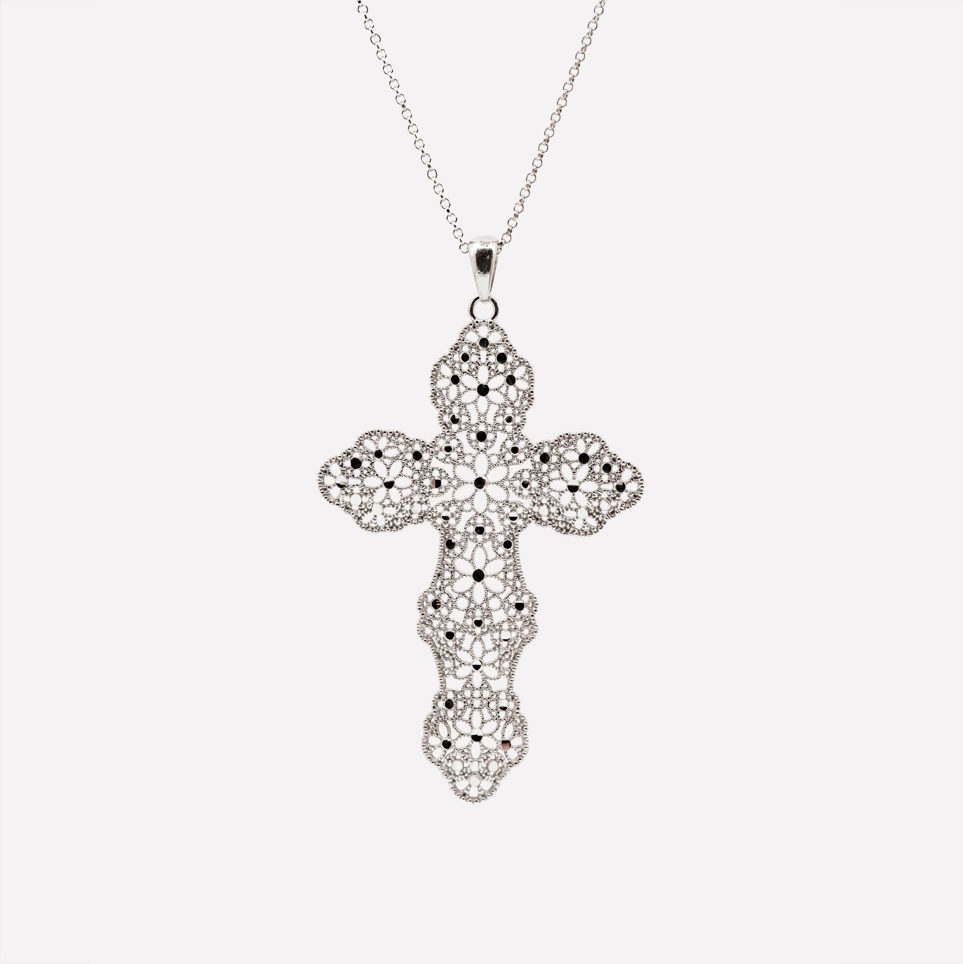 COLLANA CROCE GLAM FILIGRANA ARGENTO 925 - MINA MINA