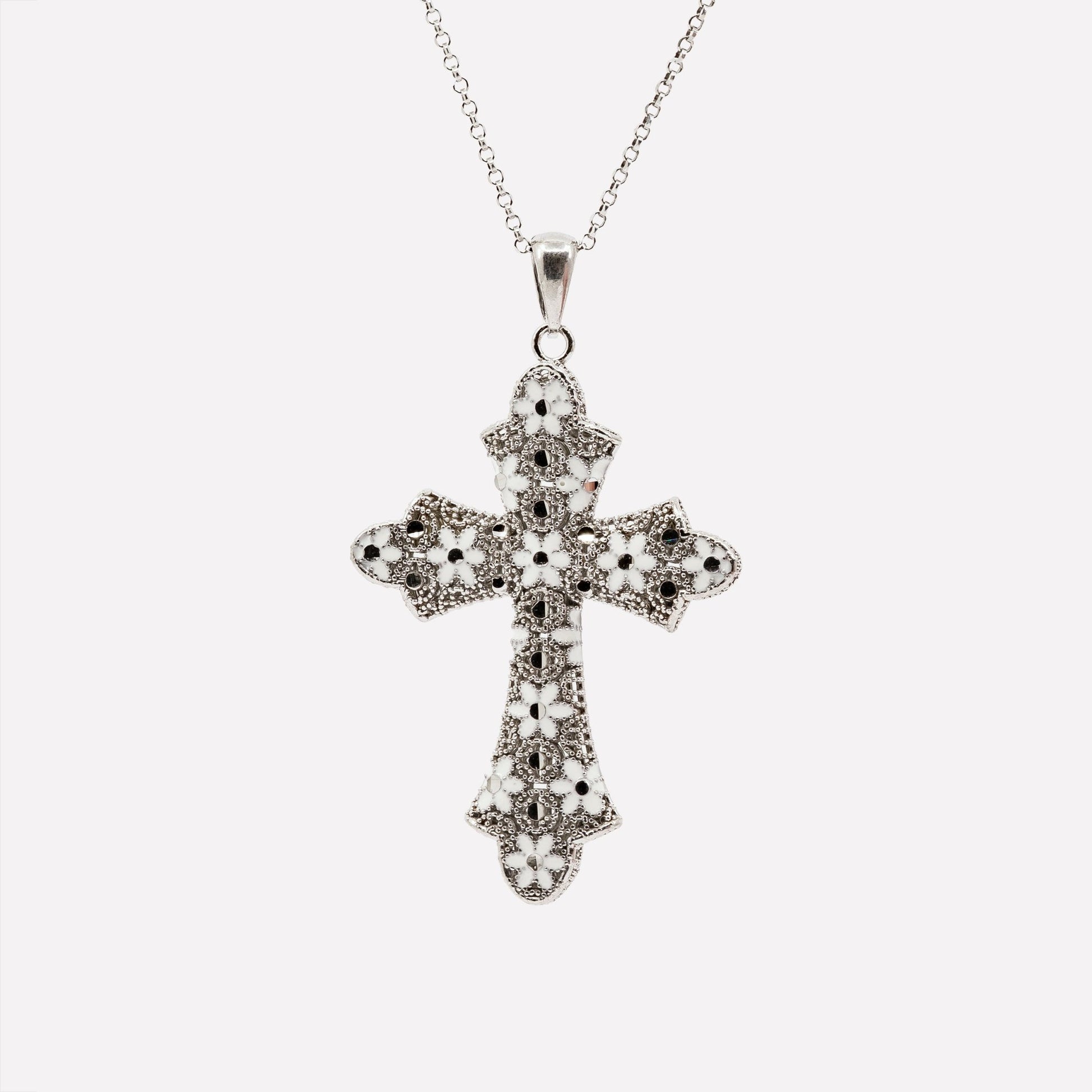 COLLANA CROCE MEDIA FILIGRANA ARGENTO 925 - MINA MINA