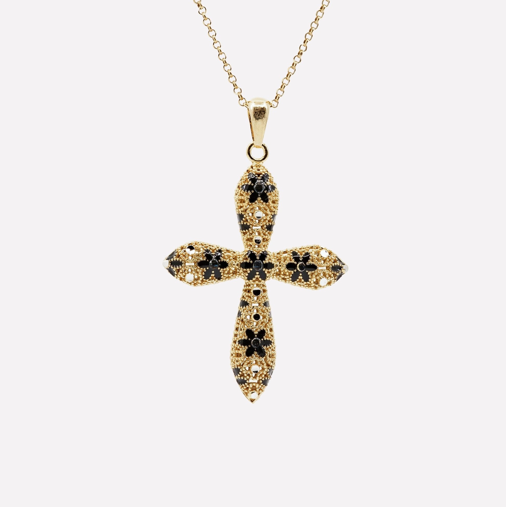 COLLANA CROCE TONDA FILIGRANA ARGENTO 925 - MINA MINA