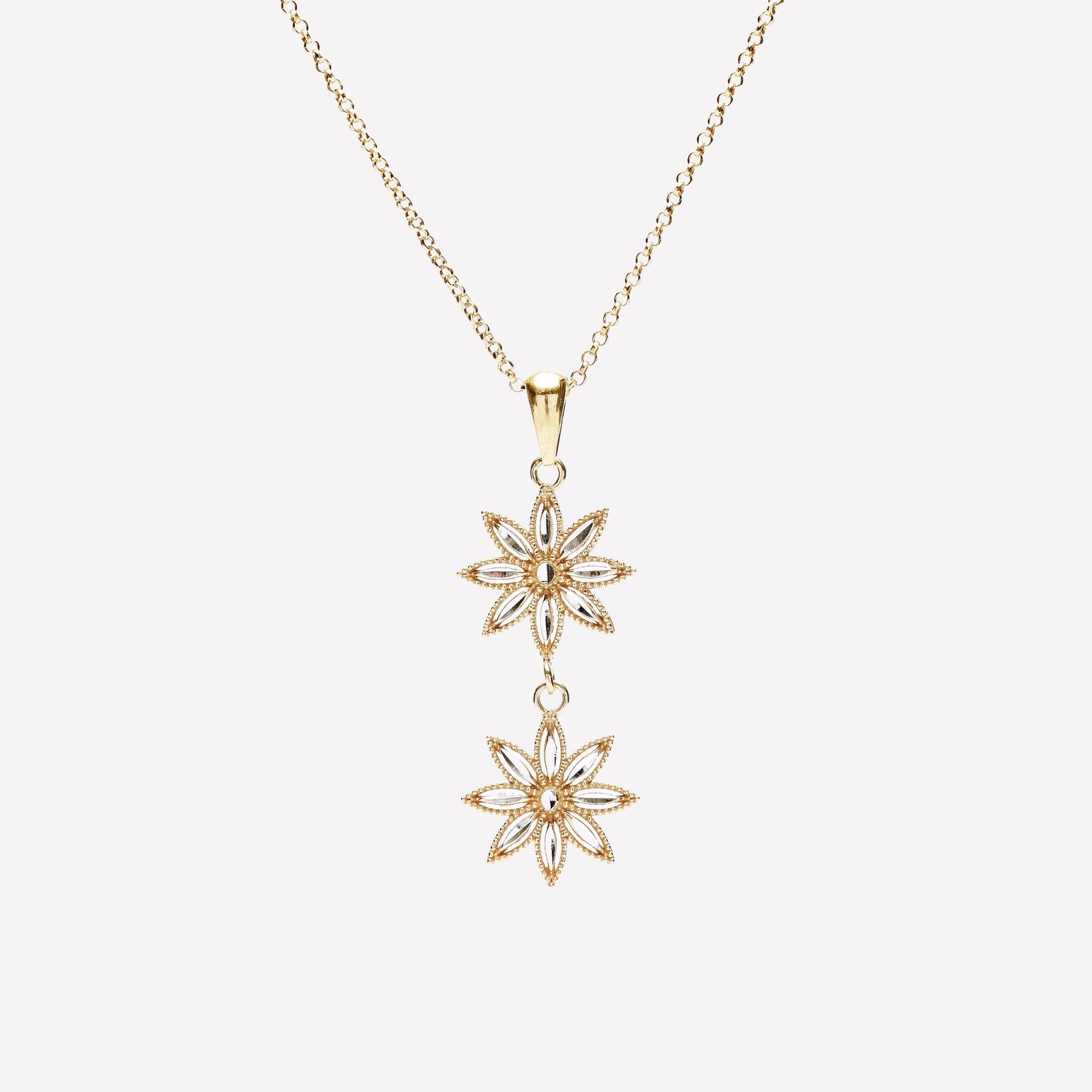 COLLANA DUE FIORI FILIGRANA ARGENTO 925 - MINA MINA