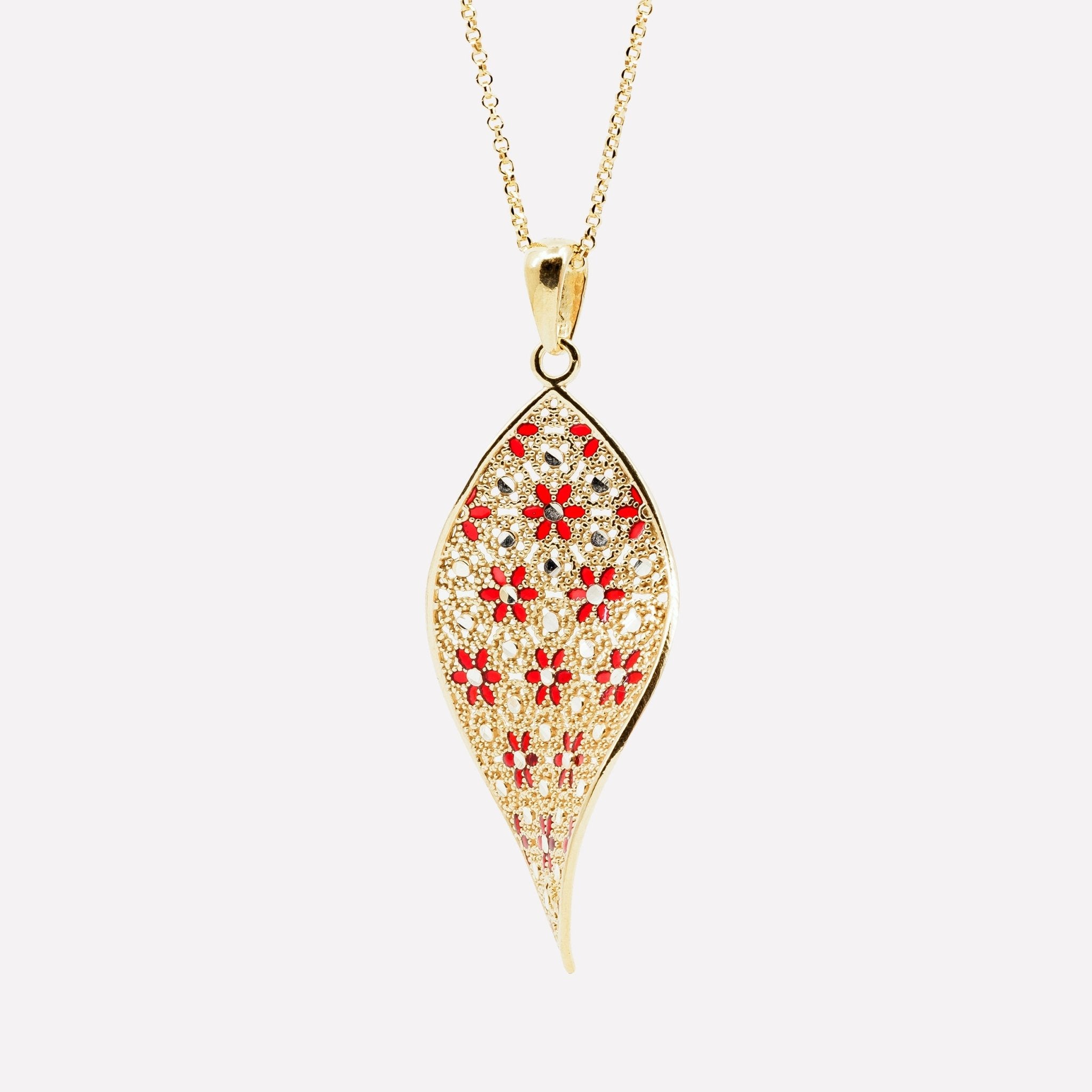 COLLANA FOGLIA FILIGRANA ARGENTO 925 - MINA MINA