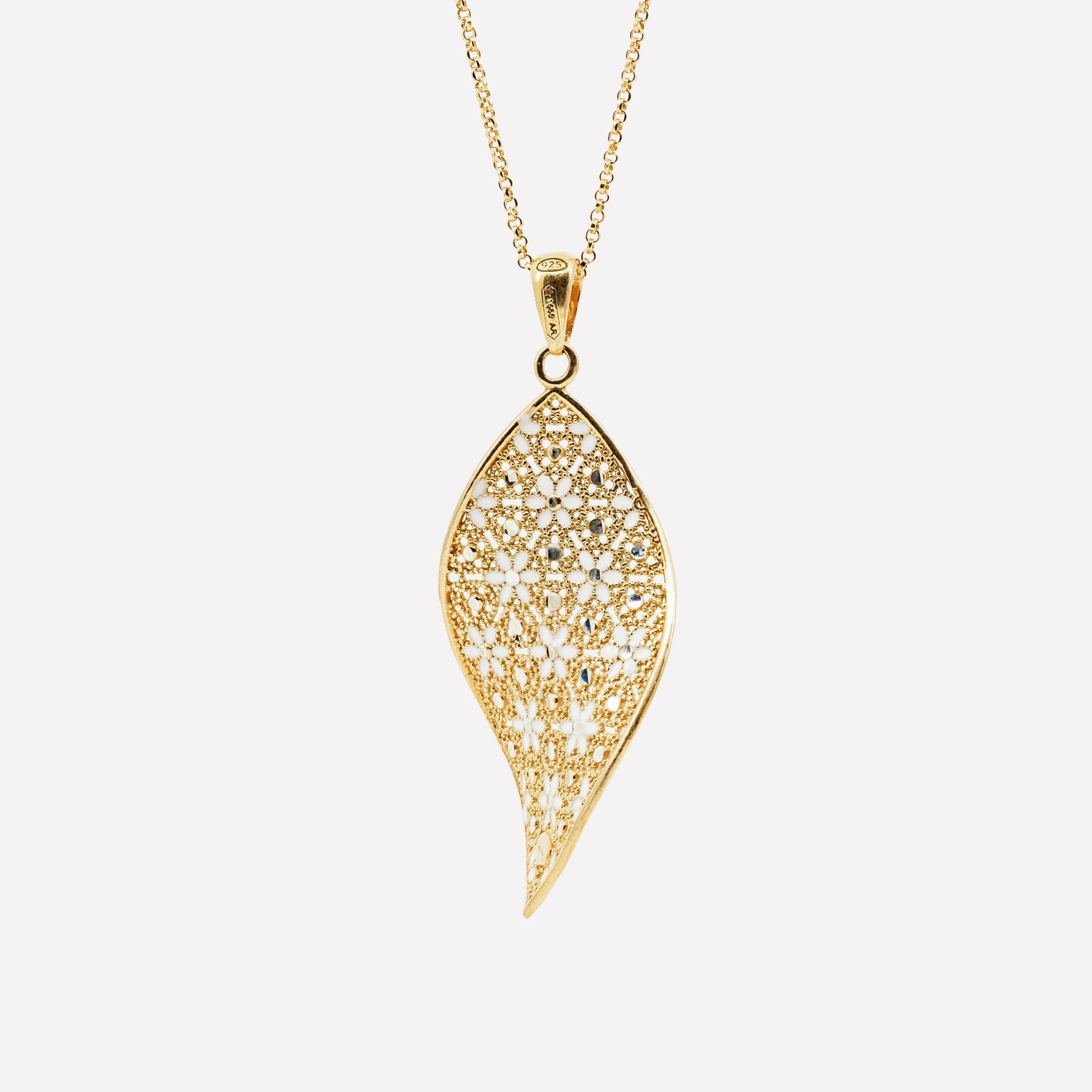 COLLANA FOGLIA FILIGRANA ARGENTO 925 - MINA MINA