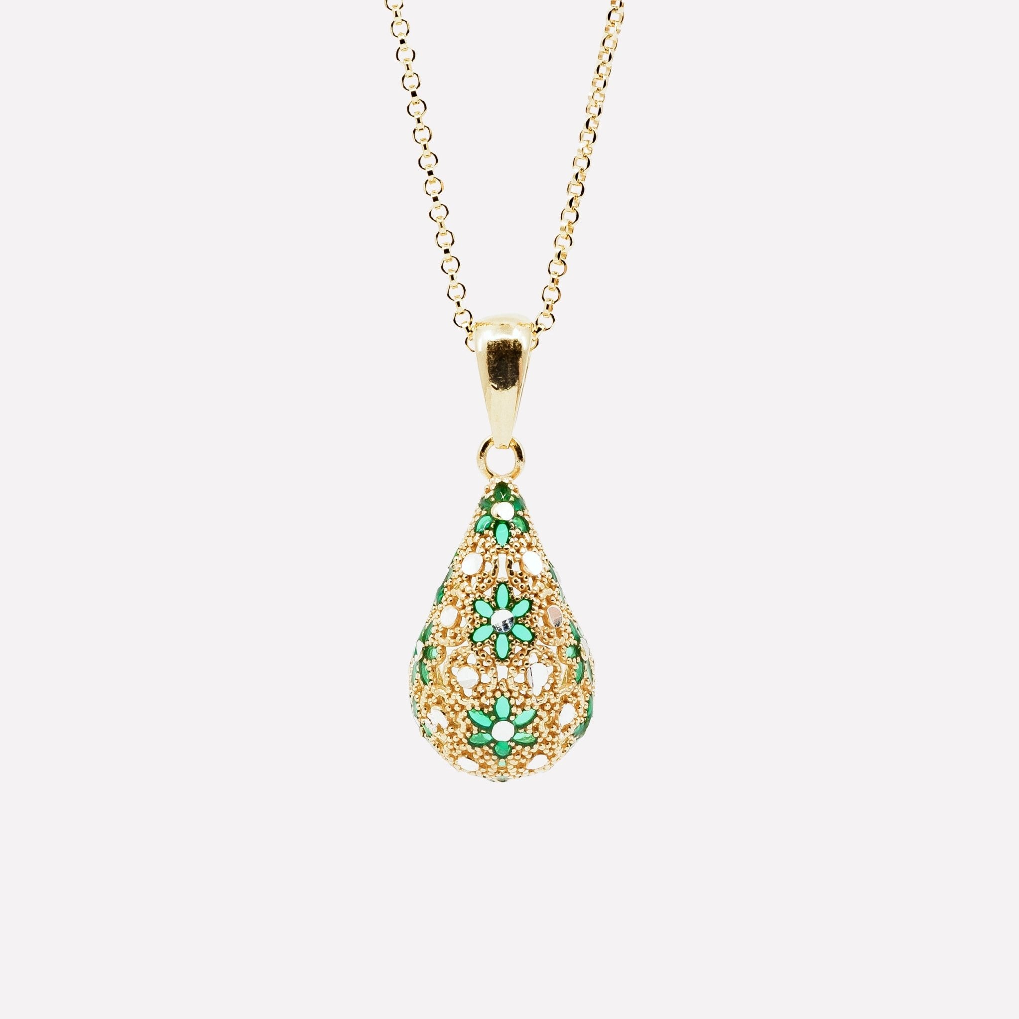 COLLANA PENDENTE GOCCIA FILIGRANA ARGENTO 925 - MINA MINA
