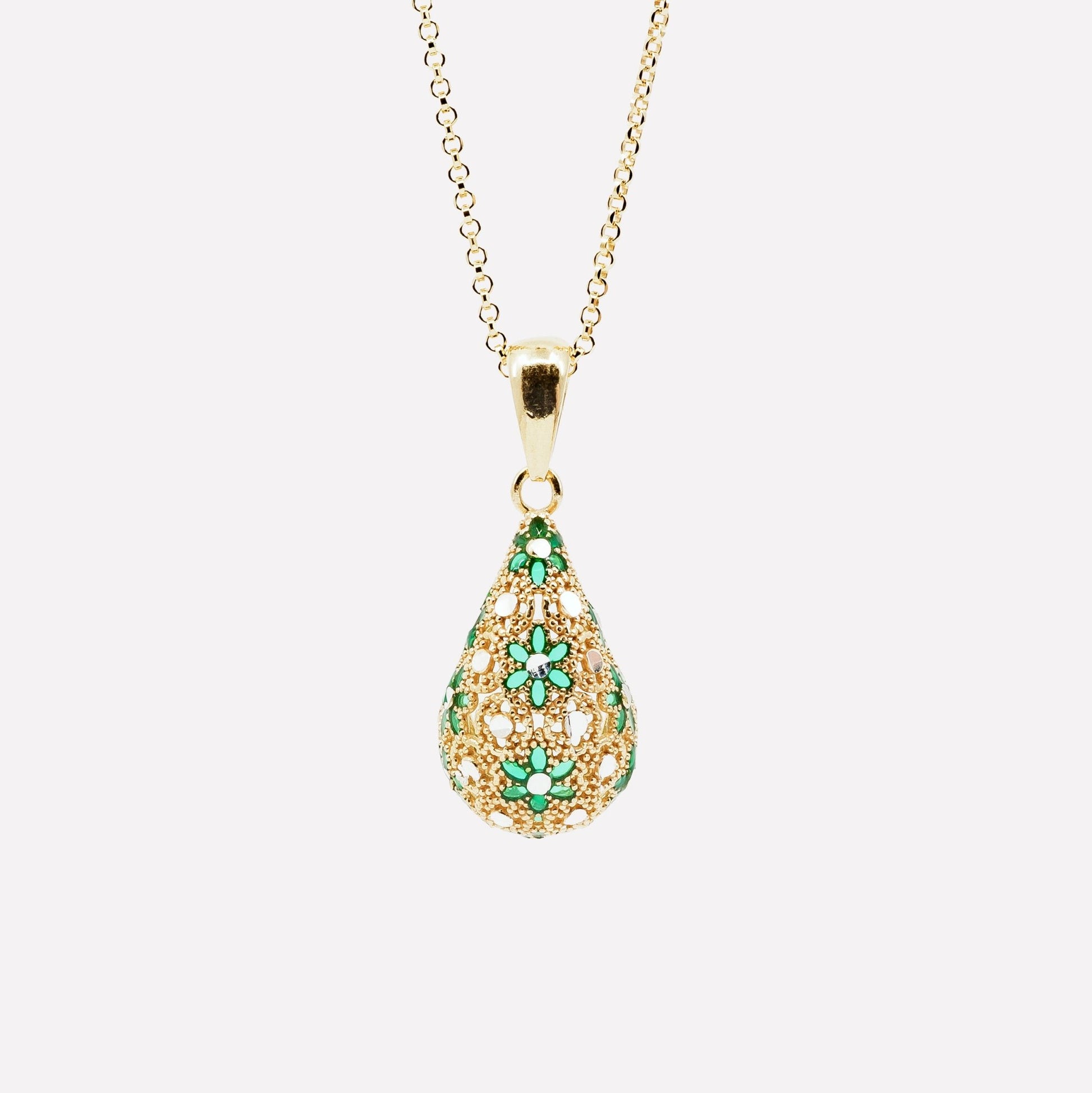 COLLANA PENDENTE GOCCIA FILIGRANA ARGENTO 925 - MINA MINA