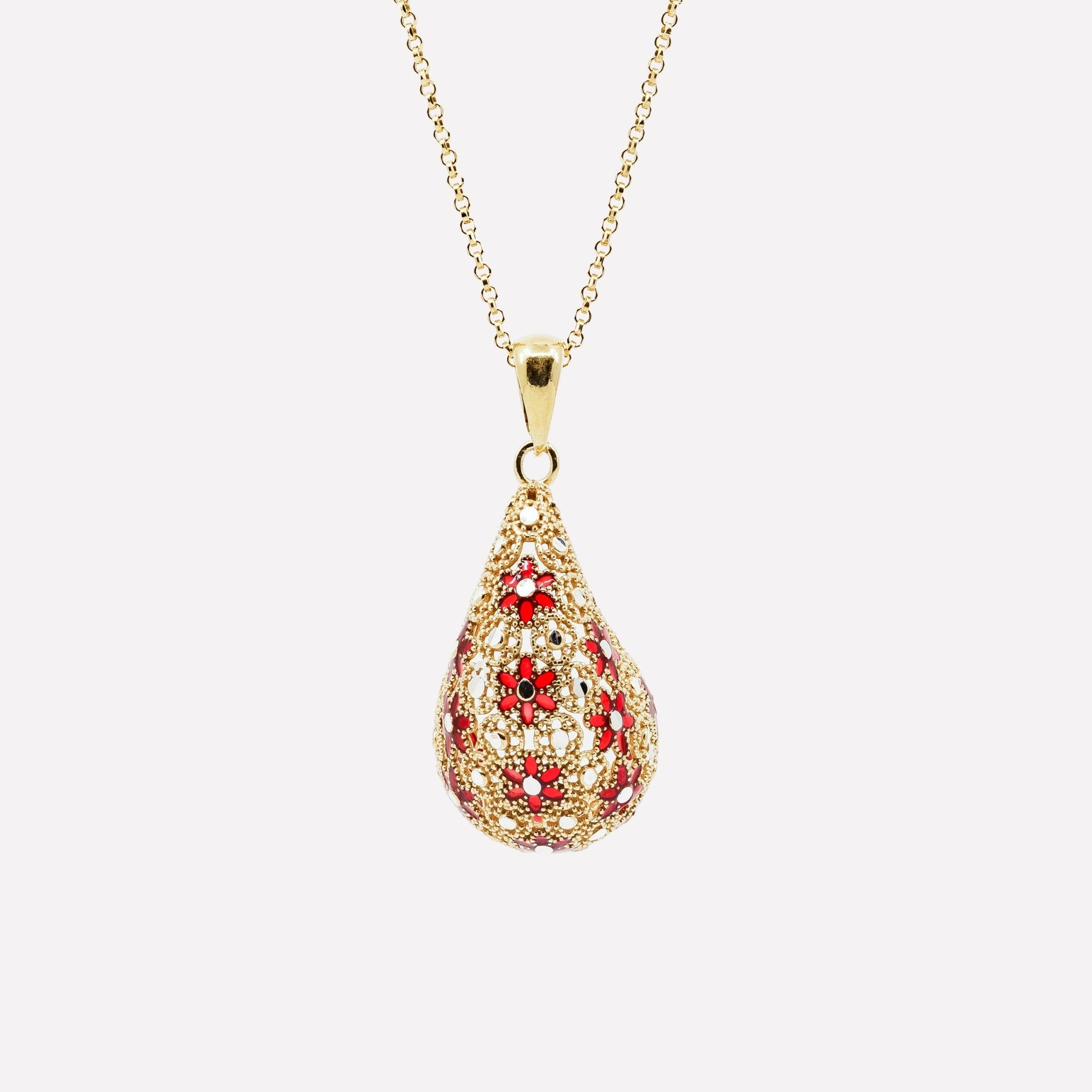 COLLANA PENDENTE GOCCIA GRANDE FILIGRANA ARGENTO 925 - MINA MINA