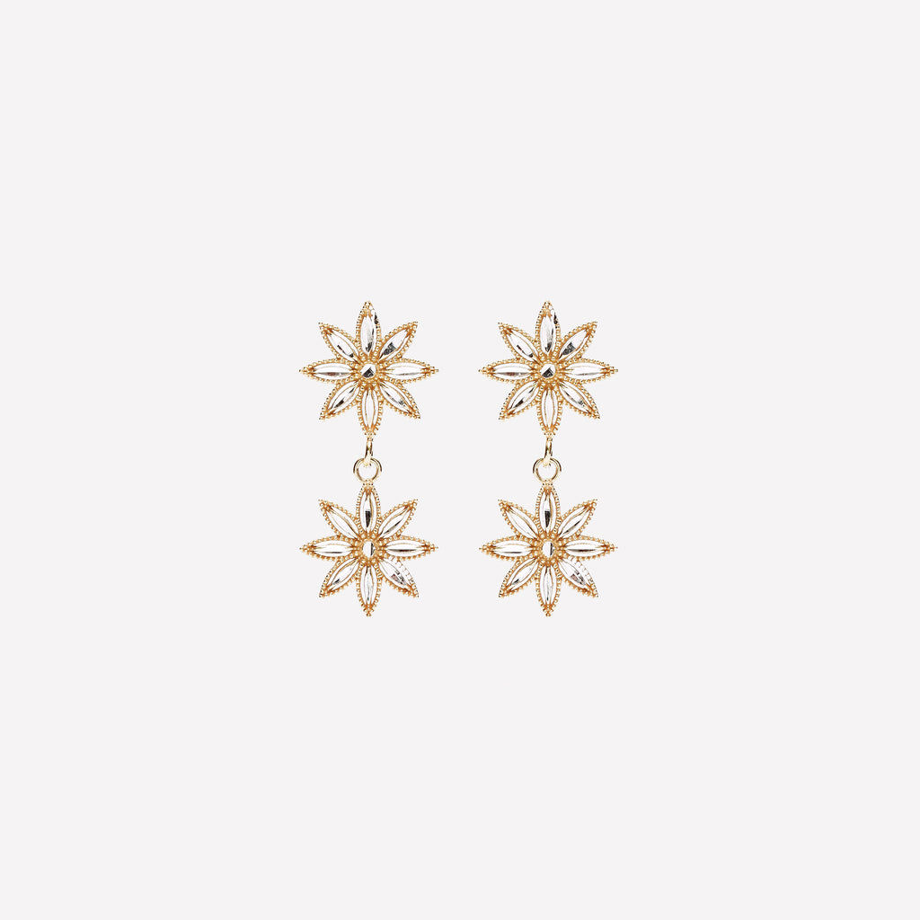 ORECCHINI DUE FIORI IN ARGENTO 925