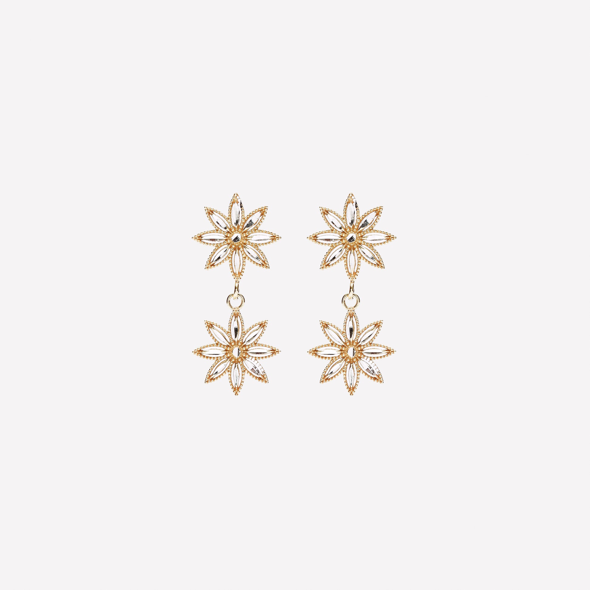 ORECCHINI DUE FIORI IN ARGENTO 925