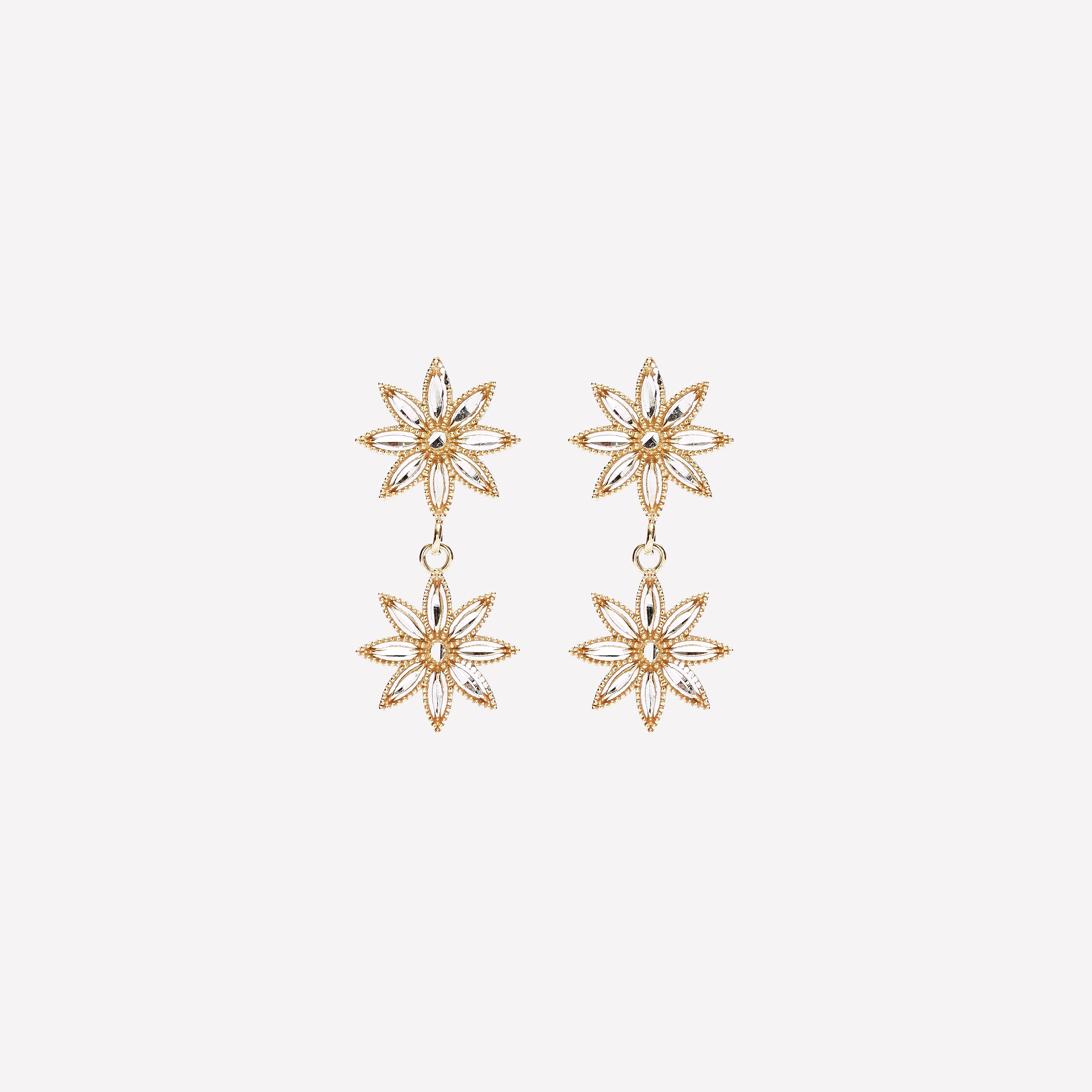 ORECCHINI DUE FIORI IN ARGENTO 925