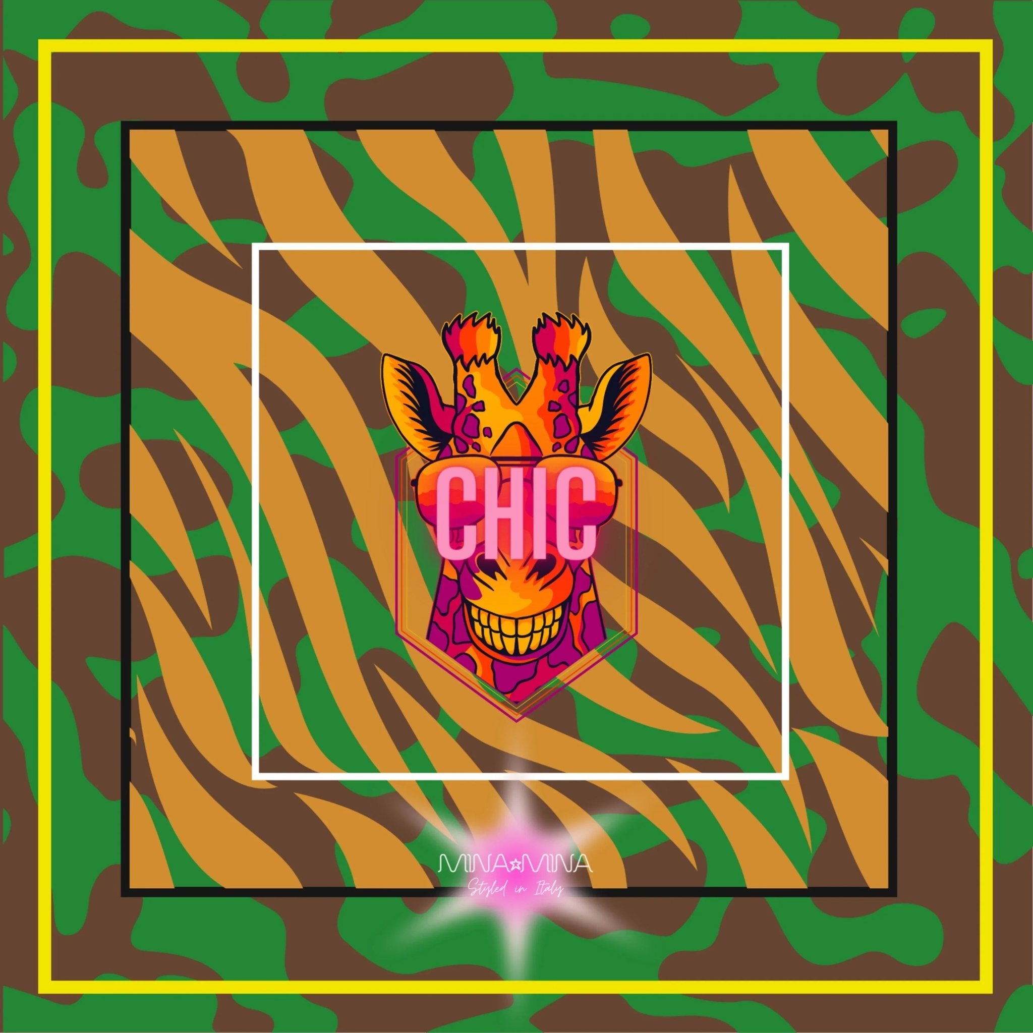 FOULARD 100% SETA CON GIRAFFA - MINA MINA